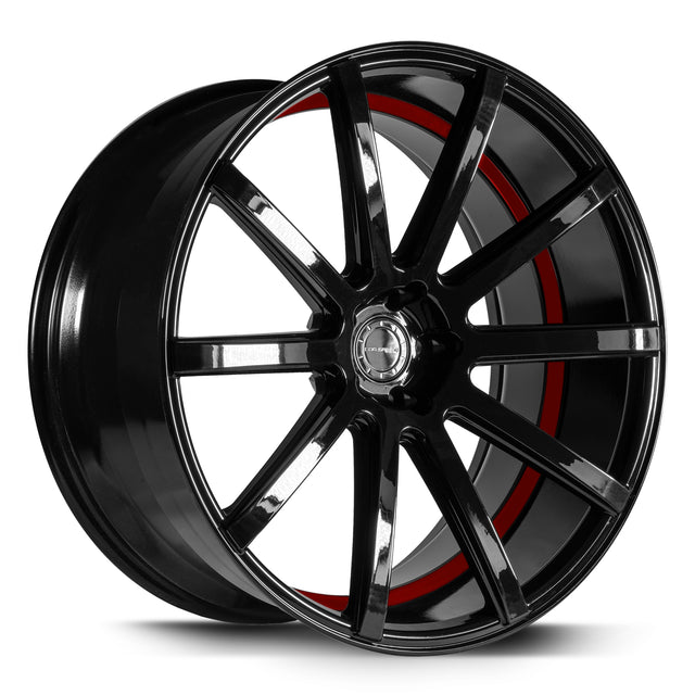 Corspeed Deville Alufelge 9,5x22 ET35 5x112 Higloss-Black/ undercut Color Trim rot