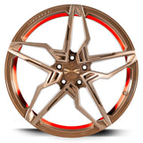 Corspeed Kharma Alufelge 8,5x19 ET40 5x120 Higloss-Bronze brushed Surface undercut Trimline red