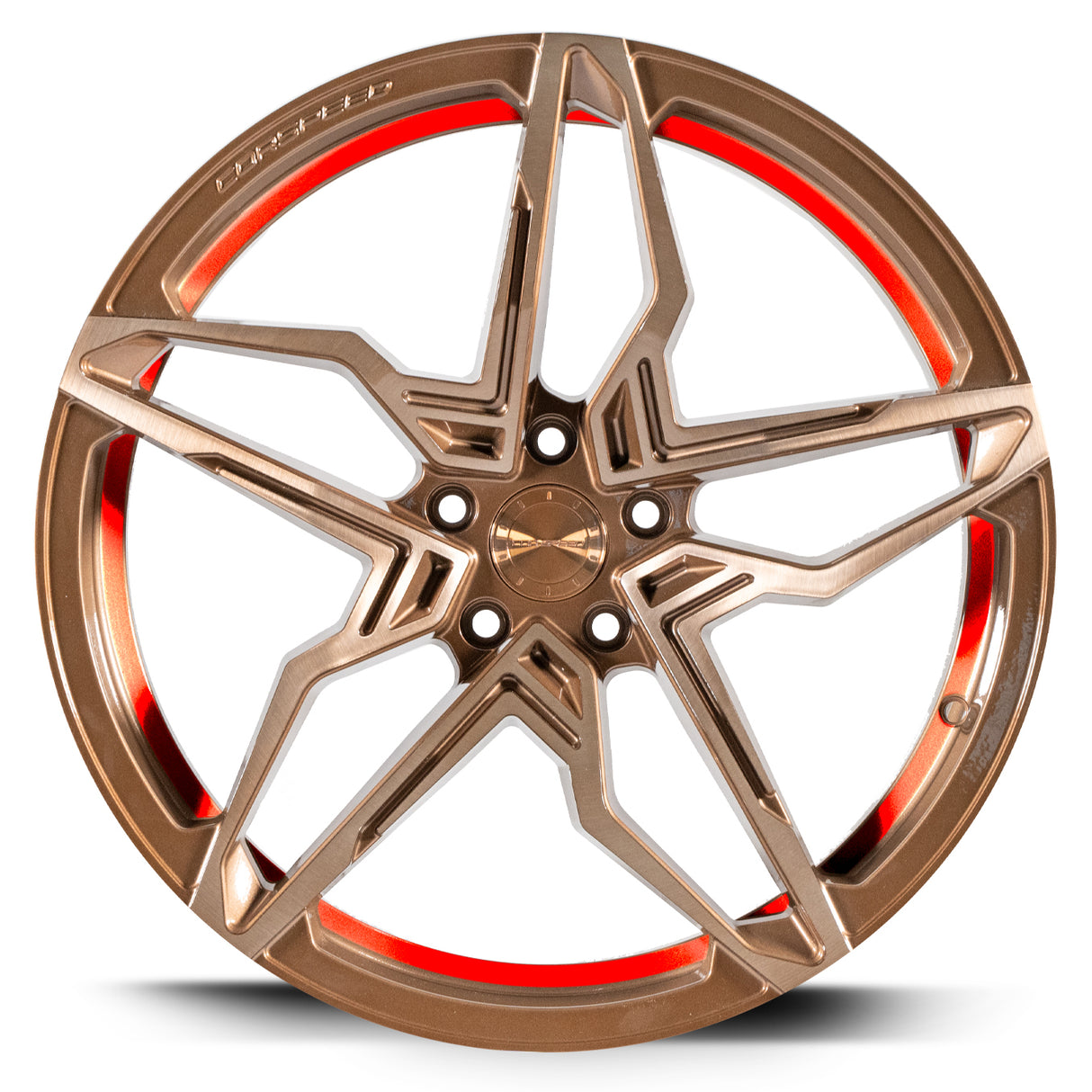 Corspeed Kharma Alufelge 9x20 ET40 5x108 Higloss-Bronze brushed Surface undercut Trimline red