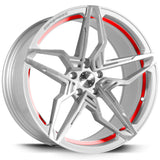 Corspeed Kharma Alufelge 9x20 ET30 5x120 Silver-brushed-Surface undercut Trimline red