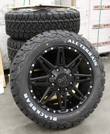 4x rims Dirt D88 8x18 ET48 5x118/130 + 4x tires Black Bear AT2 245/60R18
