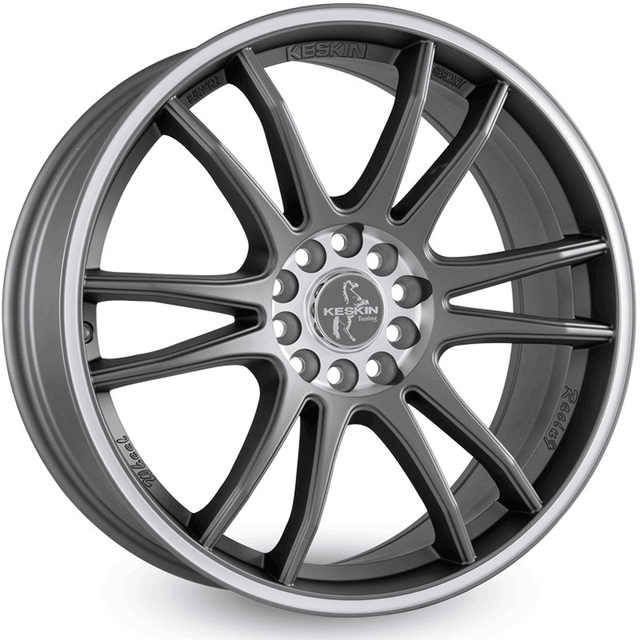 Keskin KT12 Racing Titan Grey Lip Polish Alufelge 8x18 ET45 5x108/5x114.3/72.6