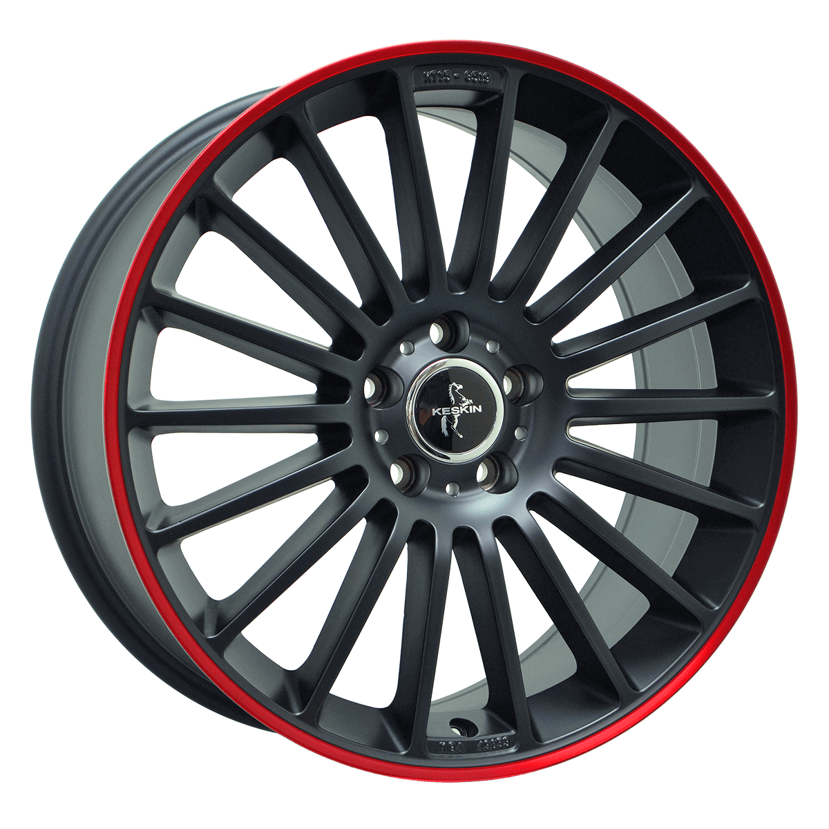 Keskin KT15 Speed Matt Black Lip Red Alufelge 8x18 ET30 5x112/66.6