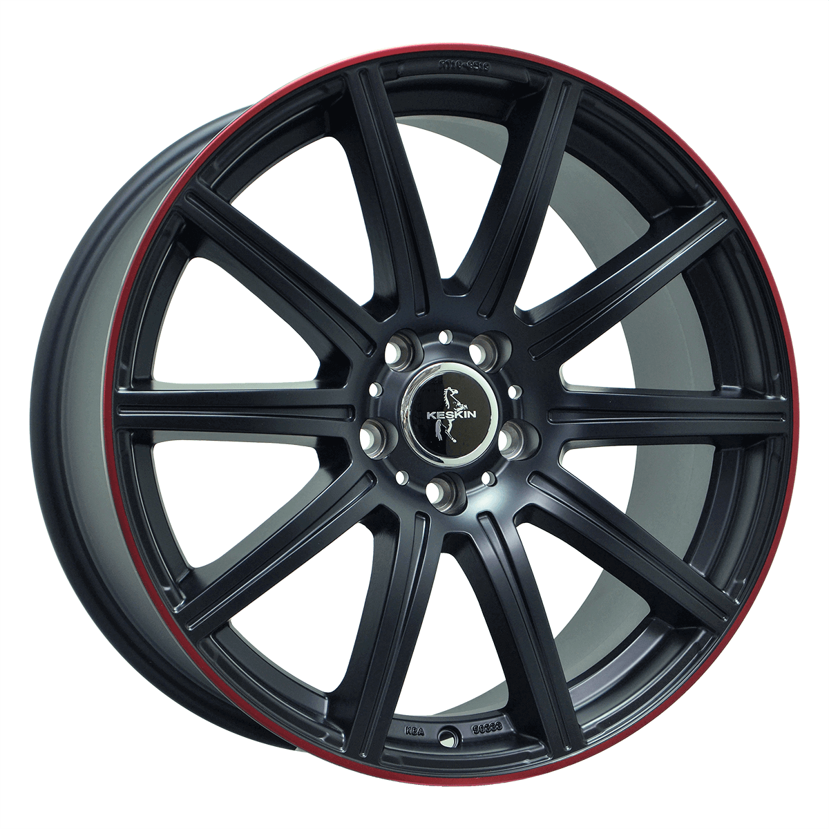 Keskin KT16 Dynamic Matt Black Lip Red Alufelge 9.5x19 ET45 5x112/66.6