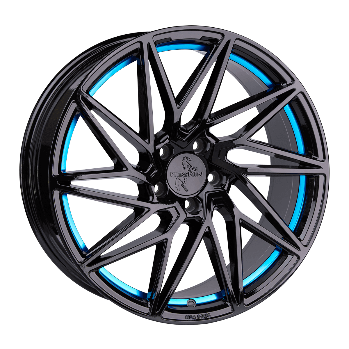 Keskin KT20 Future Black Painted Blue Inside Alufelge 8x18 ET45 5x112/72.6
