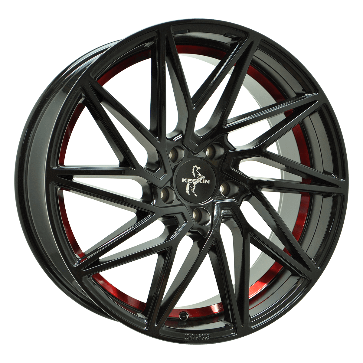 Keskin KT20 Future Black Painted Red Inside Alufelge 8x18 ET30 5x112/72.6