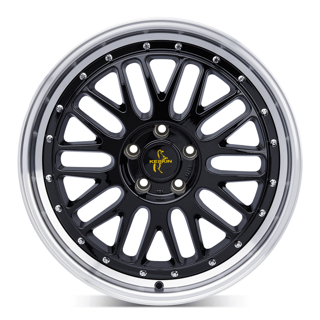 Keskin KT22 Retro Black Lip Polish Alufelge 8.5x19 ET40 5x114.3/72.6