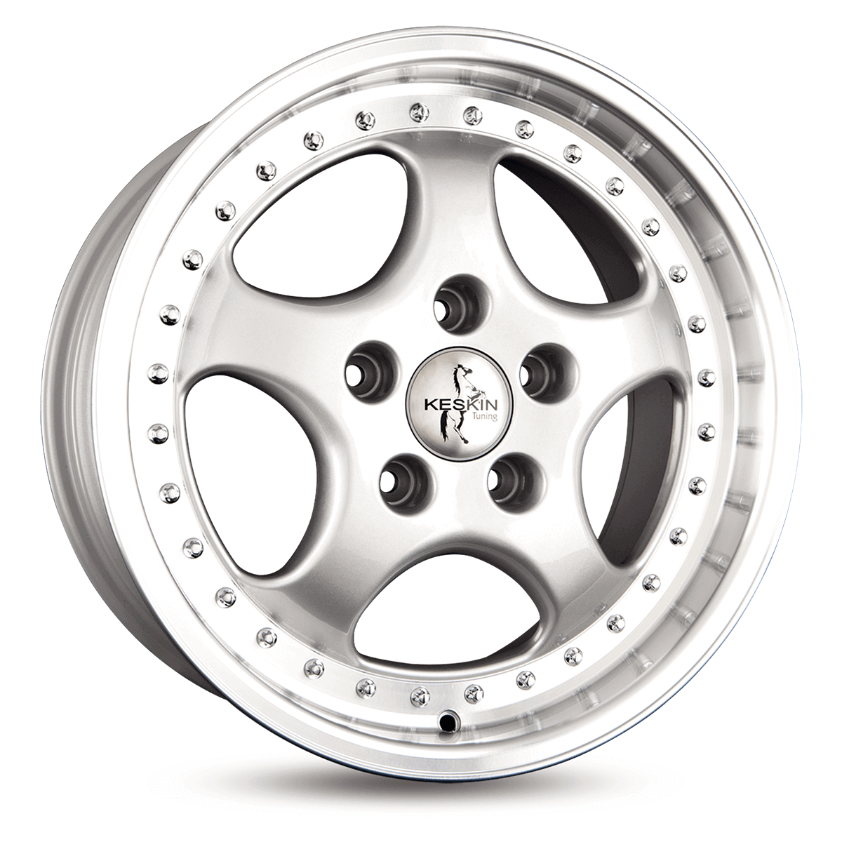 Keskin KT2 Cup Silver Lip Polish Alufelge 9.5x18 ET52 5x130/71.5