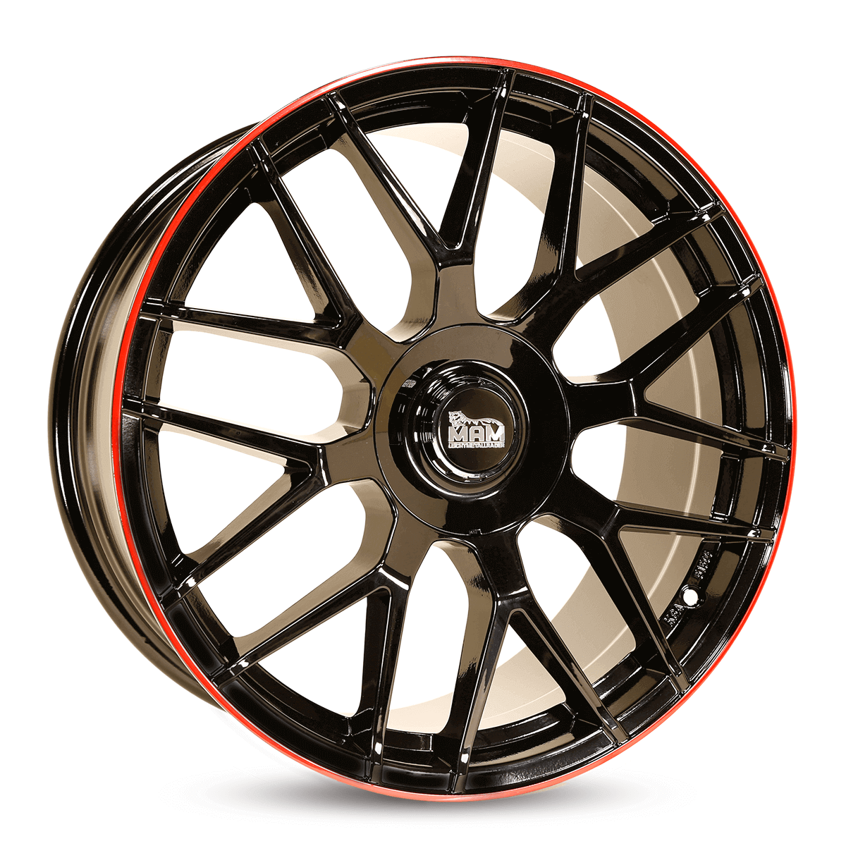 MAM GT1 Black Painted Lip Red Alufelge 8x18 ET45 5x112/66.6