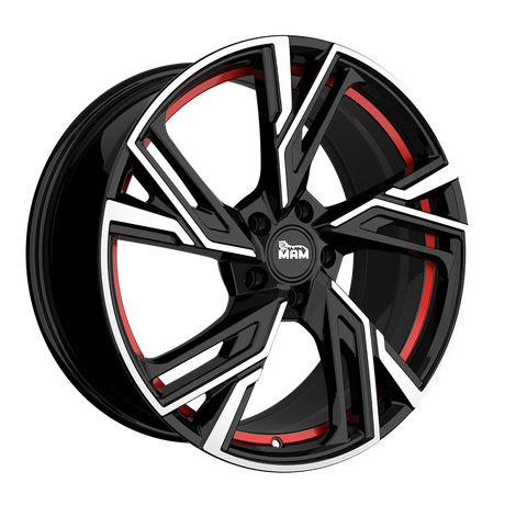 MAM RS5 Black Front Polish Red Inside Alufelge 7x16 ET38 5x100/63.4
