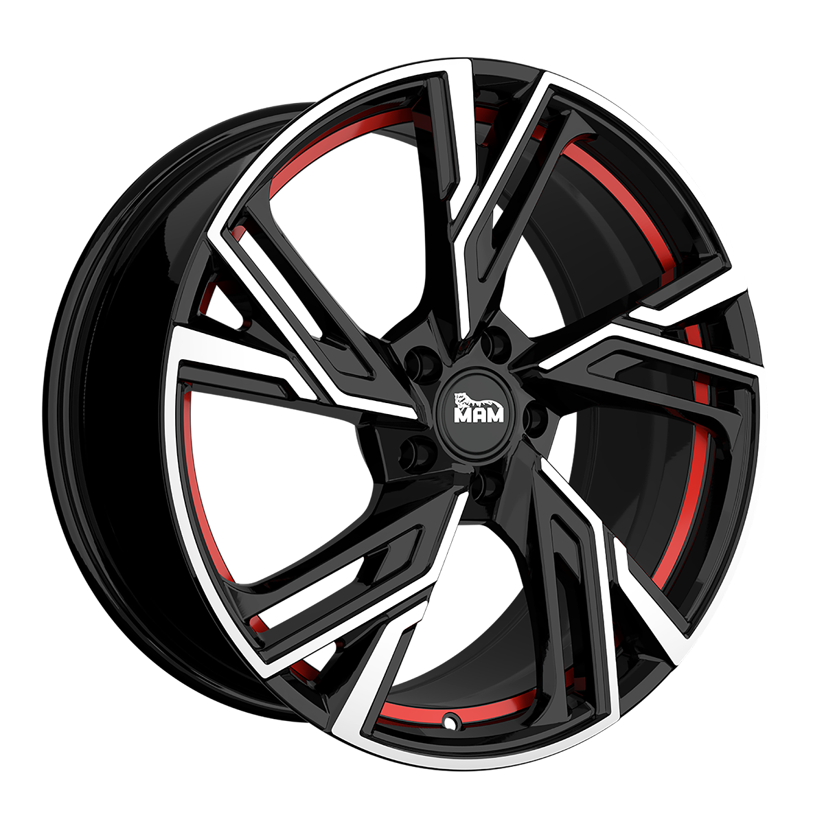 MAM RS5 Black Front Polish Red Inside Alufelge 7x16 ET38 5x114.3/72.6