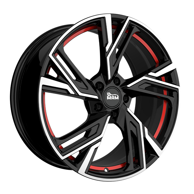 MAM RS5 Black Front Polish Red Inside Alufelge 7x16 ET38 5x114.3/72.6