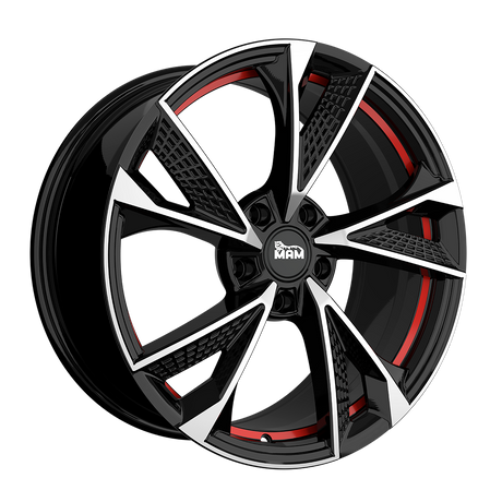 MAM RS6 Black Front Polish Red Inside Alufelge 7x16 ET38 5x114.3/72.6