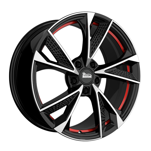 MAM RS6 Black Front Polish Red Inside Alufelge 7x16 ET40 5x112/66.6