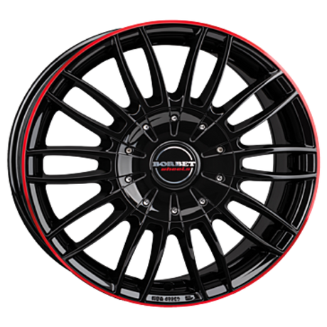 Borbet CW3 black glossy red ring Alufelge 7.5x18 ET43 5x120/65.1