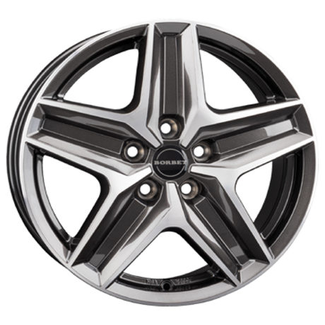 Borbet CWZ mistral anthracite glossy polished Alufelge 7.5x18 ET53 5x120/65.1