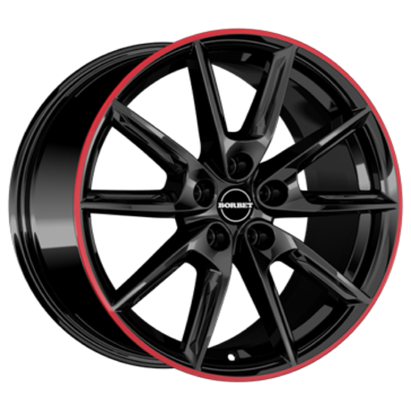 Borbet LX18 black glossy rim red Alufelge 8x18 ET40 5x112/66.6
