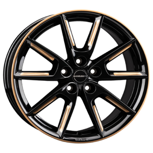 Borbet LX18 black glossy gold spoke rim Alufelge 8x18 ET45 5x108/72.5