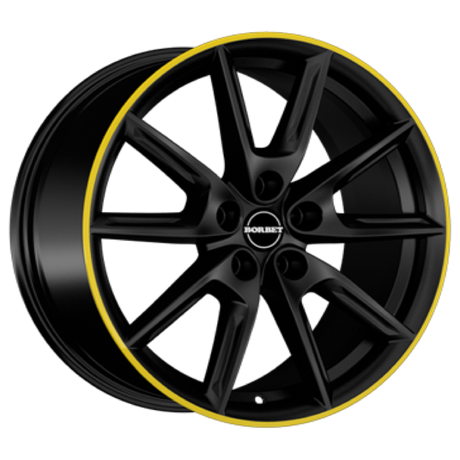 Borbet LX18 black matt rim yellow Alufelge 8x18 ET40 5x112/66.6