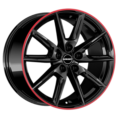 Borbet LX19 black glossy rim red Alufelge 8x19 ET50 5x108/72.5