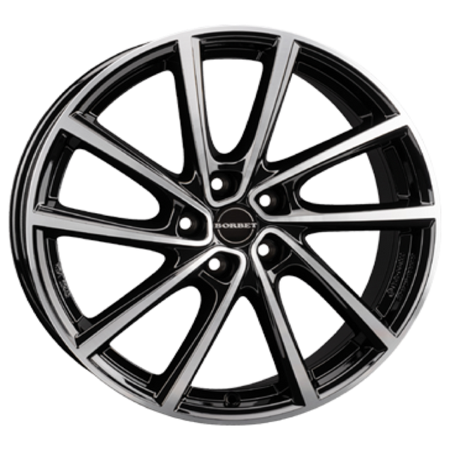 Borbet V black polished glossy Alufelge 7x19 ET47,5 5x108/63.4